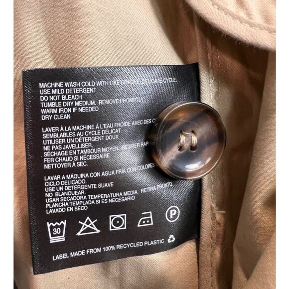 Bernardo Tan Khaki Cotton Twill Belted Trench Coat W Sz XL - Picture 7 of 9